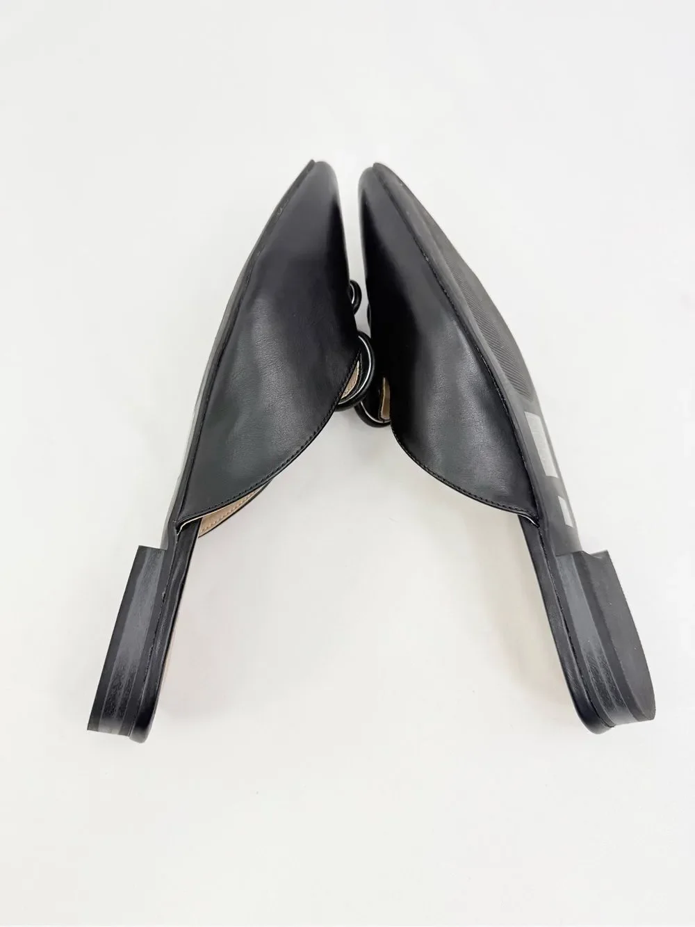 Journee Collection MALLORIE Black Vegan Leather Button Pointed Toe Slide Shoe
